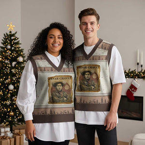 Cesar Chavez V-Neck Knit Sweater Vest Hispanic Heritage Mexican American Pride Latino TS14 Mocha Mousse Print Your Wear
