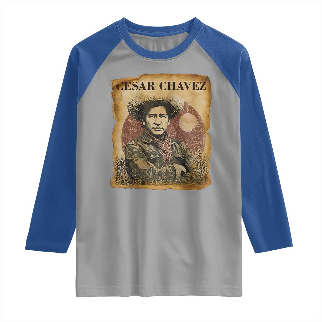 Cesar Chavez Raglan Shirt Hispanic Heritage Mexican American Pride Latino TS14 Sport Gray Royal Print Your Wear