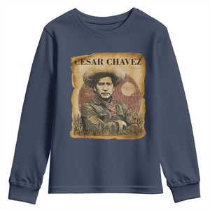 Cesar Chavez Youth Sweatshirt Hispanic Heritage Mexican American Pride Latino TS14 Navy Print Your Wear