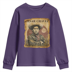 Cesar Chavez Youth Sweatshirt Hispanic Heritage Mexican American Pride Latino TS14 Purple Print Your Wear