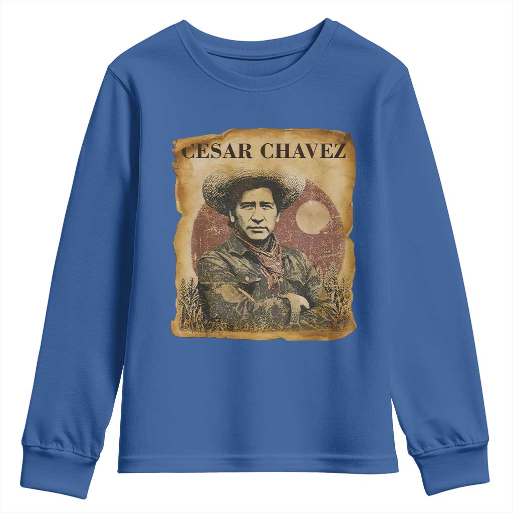 Cesar Chavez Youth Sweatshirt Hispanic Heritage Mexican American Pride Latino TS14 Royal Blue Print Your Wear