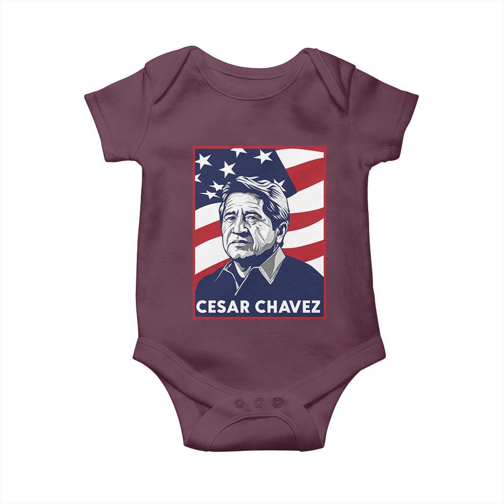 Cesar Chavez Baby Onesie Labor Leader Mexican American Pride TS14 Maroon Print Your Wear
