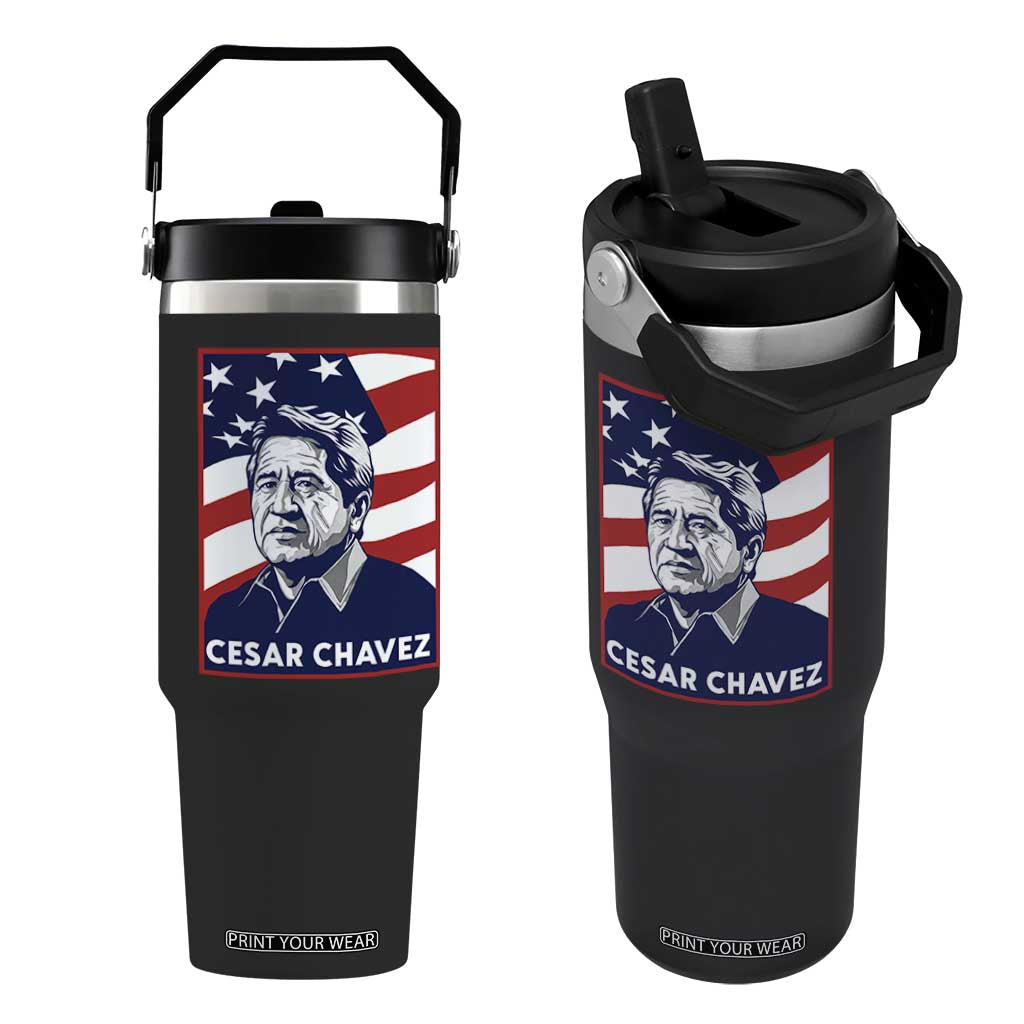Cesar Chavez Flip Straw Tumbler Labor Leader Mexican American Pride TS14 One Size: 30 oz Black Print Your Wear