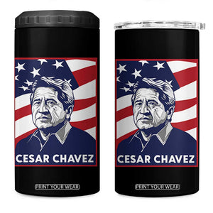 Cesar Chavez 4 in 1 Can Cooler Tumbler Labor Leader Mexican American Pride TS14 One Size: 16 oz Black Print Your Wear