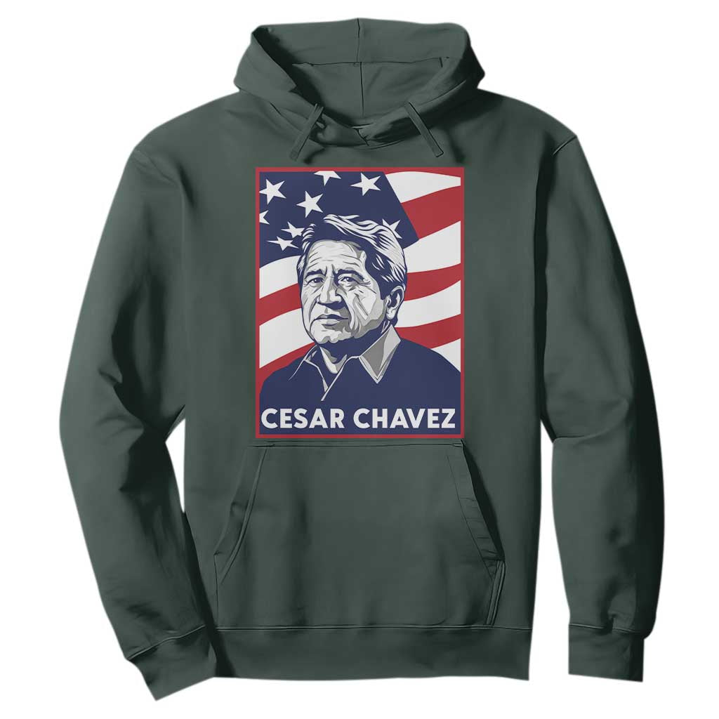 Cesar Chavez Hoodie Labor Leader Mexican American Pride TS14 Dark Forest Green Print Your Wear