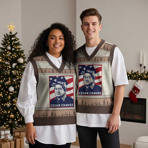 Cesar Chavez V-Neck Knit Sweater Vest Labor Leader Mexican American Pride TS14 Mocha Mousse Print Your Wear