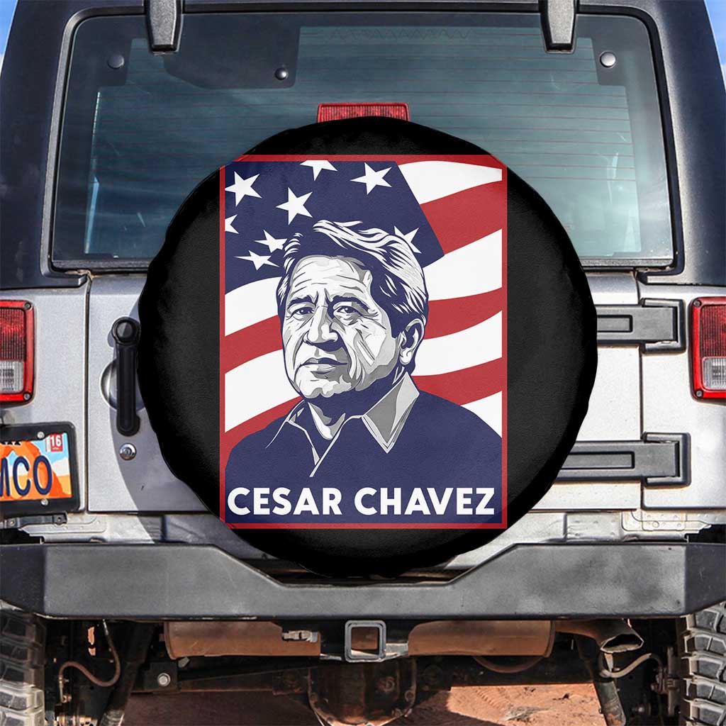Cesar Chavez Spare Tire Cover Labor Leader Mexican American Pride TS14 No hole Black Print Your Wear