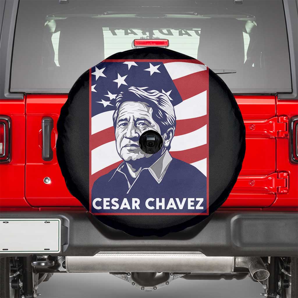 Cesar Chavez Spare Tire Cover Labor Leader Mexican American Pride TS14 Black Print Your Wear