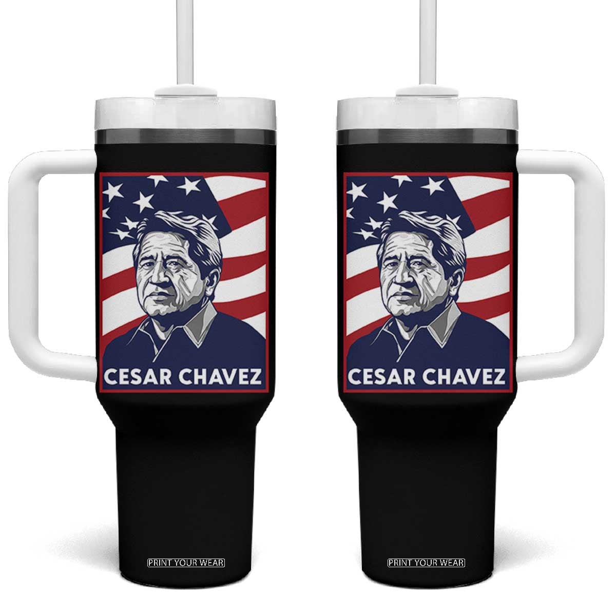 Cesar Chavez Tumbler With Handle Labor Leader Mexican American Pride TS14 One Size: 40 oz Black Print Your Wear