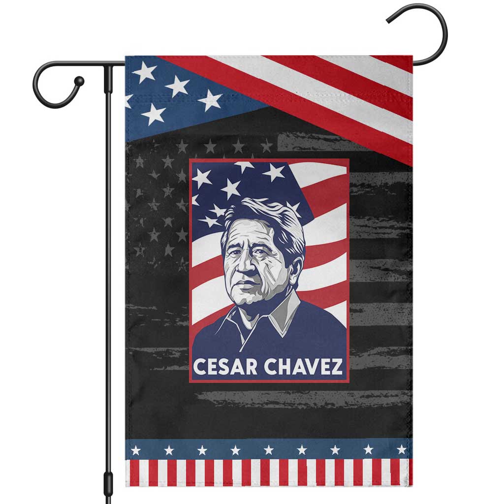 Cesar Chavez Garden Flag Labor Leader Mexican American Pride TS14 Distressed Black Blue Print Your Wear