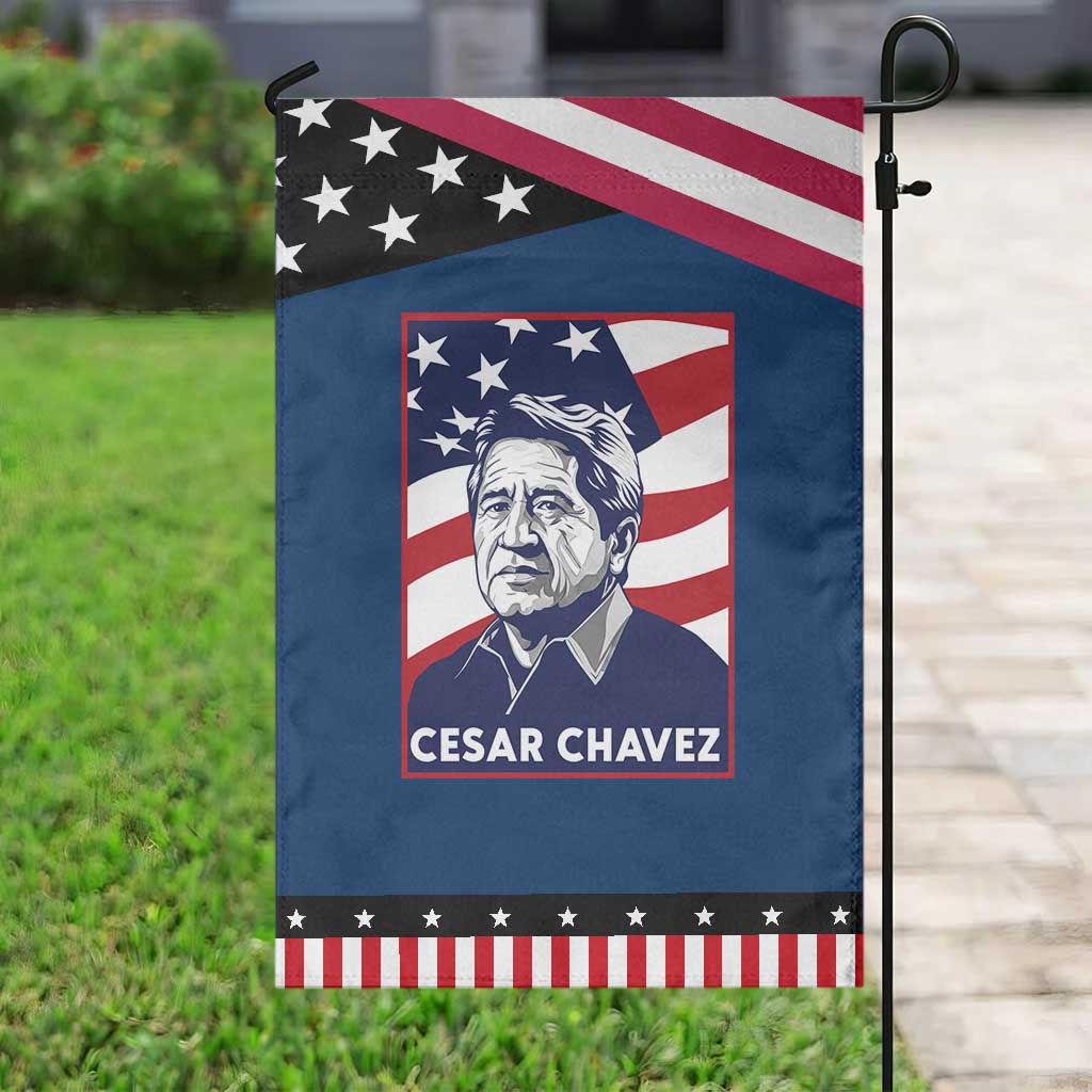 Cesar Chavez Garden Flag Labor Leader Mexican American Pride TS14 Classic Blue Black Print Your Wear