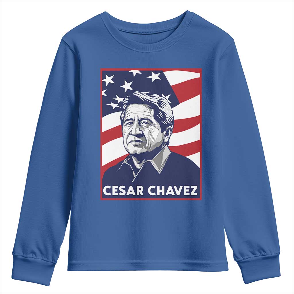 Cesar Chavez Youth Sweatshirt Labor Leader Mexican American Pride TS14 Royal Blue Print Your Wear