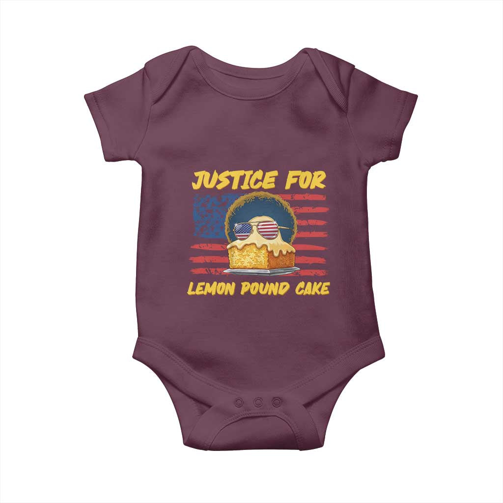 Justice For Lemon Pound Cake Baby Onesie Funny US Flag Cake Parody Rap Free Speech TS14 Maroon Print Your Wear