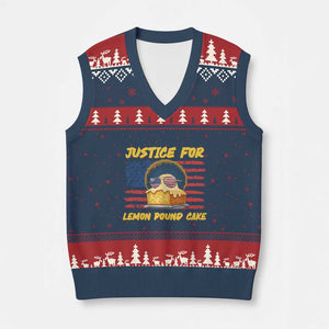Justice For Lemon Pound Cake V-Neck Knit Sweater Vest Funny US Flag Cake Parody Rap Free Speech TS14 Navy Red Print Your Wear