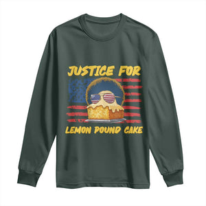 Justice For Lemon Pound Cake Long Sleeve Shirt Funny US Flag Cake Parody Rap Free Speech TS14 Dark Forest Green Print Your Wear