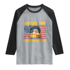 Justice For Lemon Pound Cake Raglan Shirt Funny US Flag Cake Parody Rap Free Speech TS14 Heather Gray Black Print Your Wear