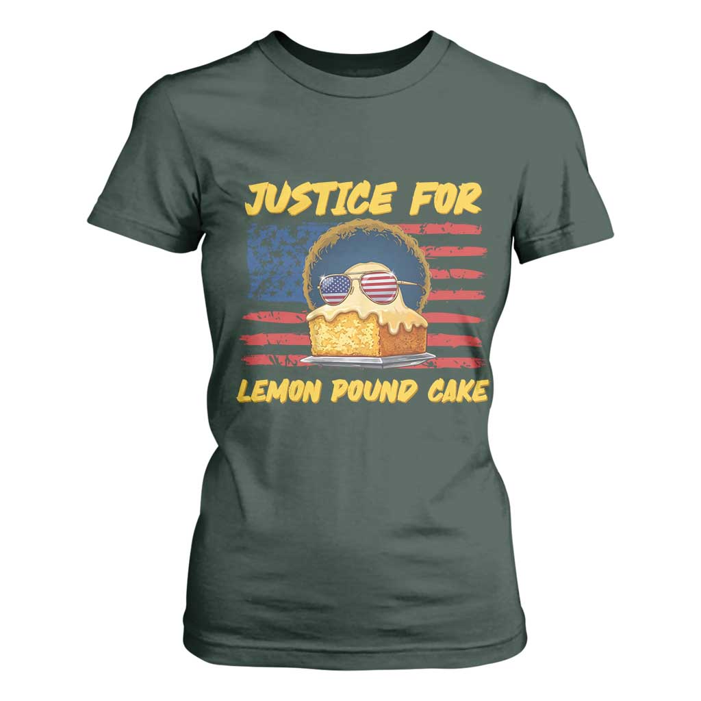Justice For Lemon Pound Cake T Shirt For Women Funny US Flag Cake Parody Rap Free Speech TS14 Dark Forest Green Print Your Wear