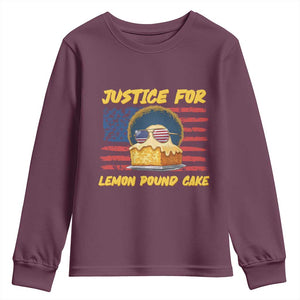 Justice For Lemon Pound Cake Youth Sweatshirt Funny US Flag Cake Parody Rap Free Speech TS14 Maroon Print Your Wear