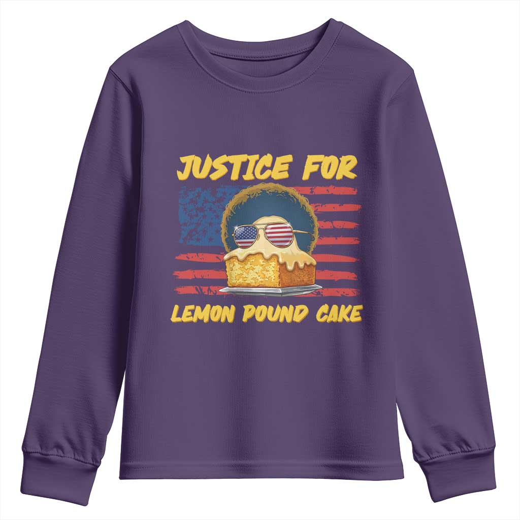 Justice For Lemon Pound Cake Youth Sweatshirt Funny US Flag Cake Parody Rap Free Speech TS14 Purple Print Your Wear