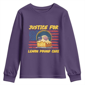 Justice For Lemon Pound Cake Youth Sweatshirt Funny US Flag Cake Parody Rap Free Speech TS14 Purple Print Your Wear