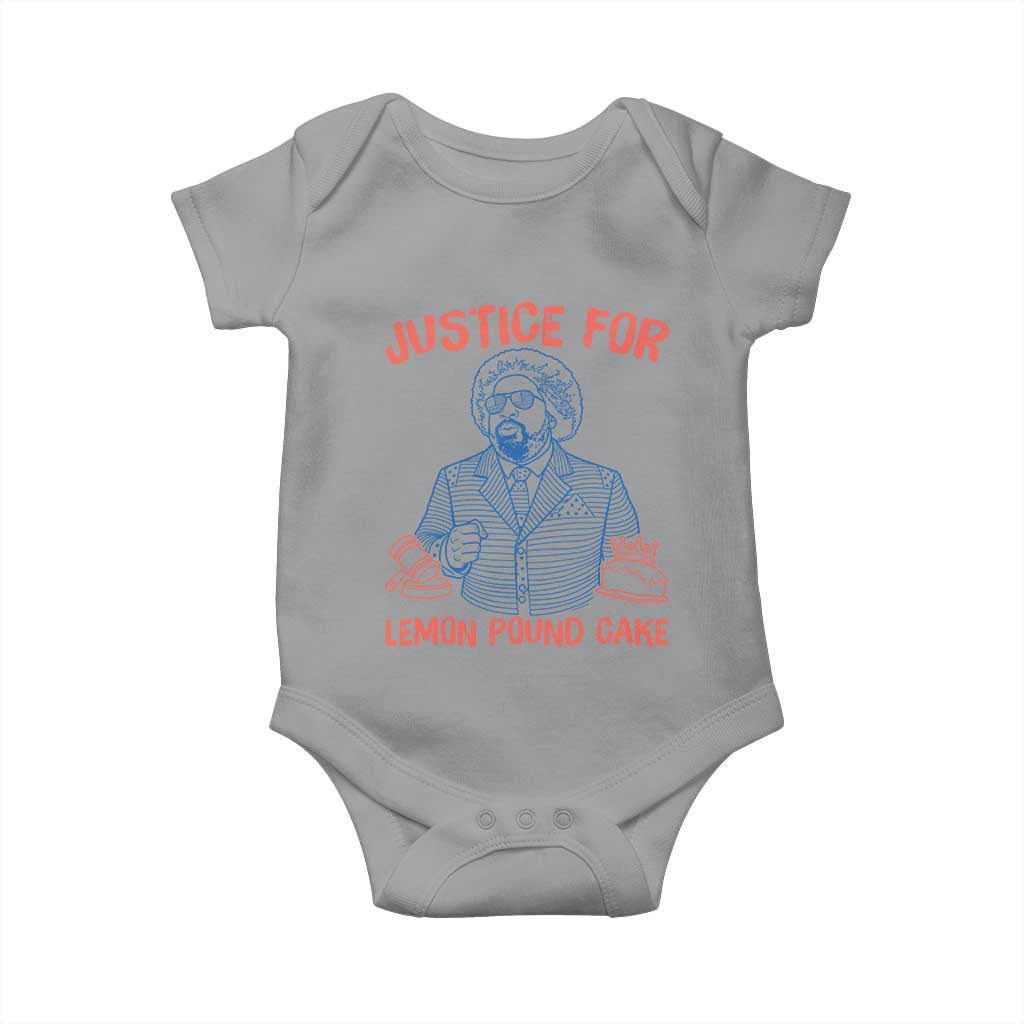Justice For Lemon Pound Cake Baby Onesie Viral Trend Free Speech TS14 Sport Gray Print Your Wear