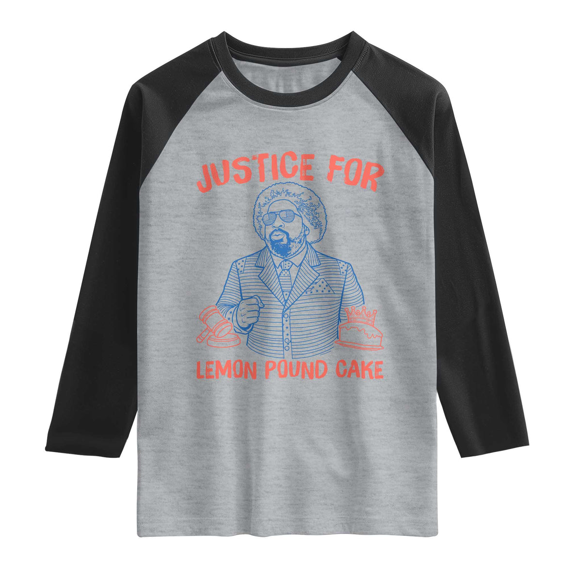 Justice For Lemon Pound Cake Raglan Shirt Viral Trend Free Speech TS14 Heather Gray Black Print Your Wear