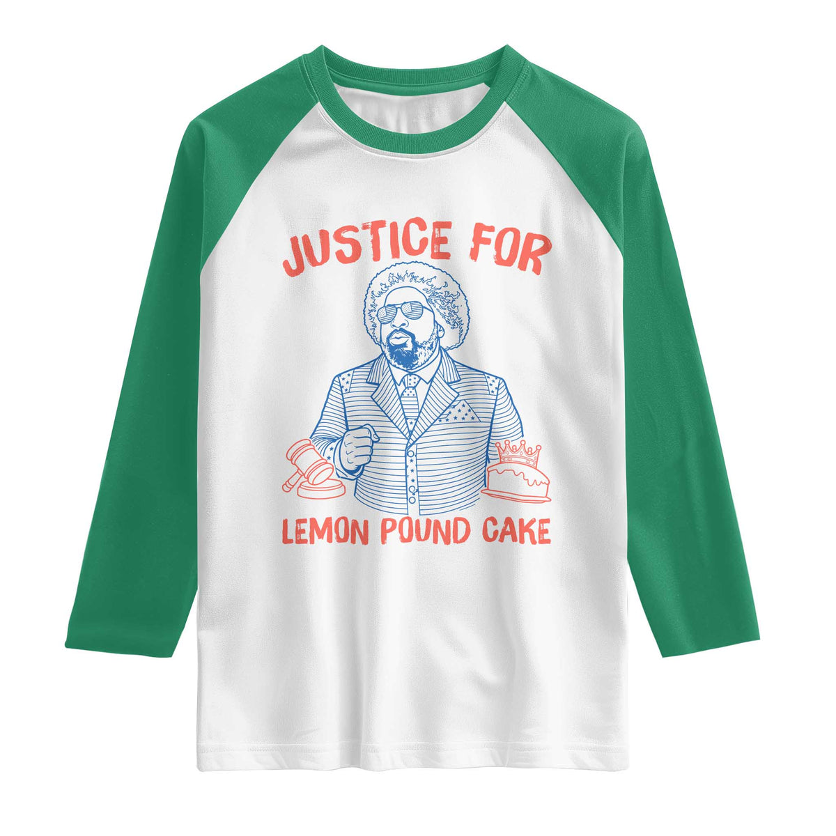 Justice For Lemon Pound Cake Raglan Shirt Viral Trend Free Speech TS14 White Kelly Green Print Your Wear