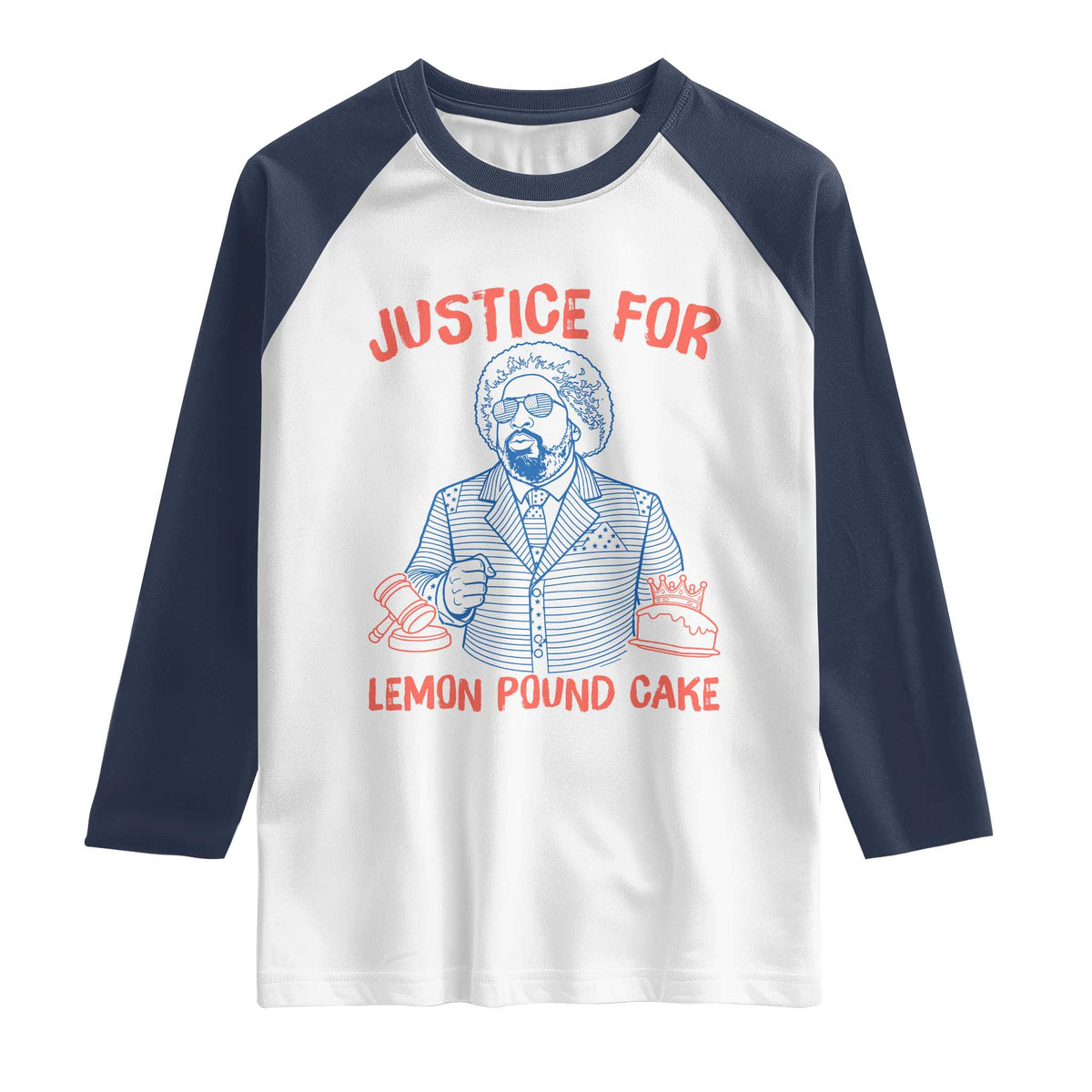 Justice For Lemon Pound Cake Raglan Shirt Viral Trend Free Speech TS14 White Navy Print Your Wear