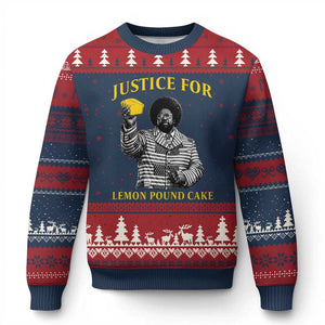 Justice For Lemon Pound Cake Ugly Christmas Sweater Vintage Rap Free Speech TS14 Navy Red Print Your Wear