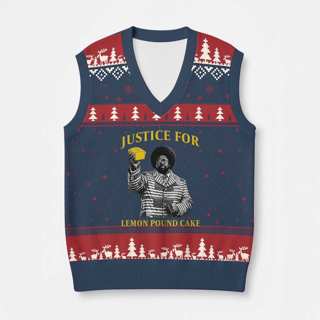 Justice For Lemon Pound Cake V-Neck Knit Sweater Vest Vintage Rap Free Speech TS14 Navy Red Print Your Wear