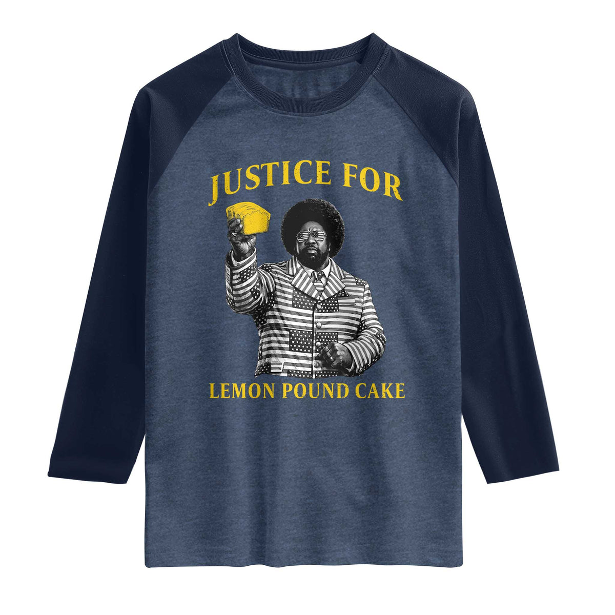 Justice For Lemon Pound Cake Raglan Shirt Vintage Rap Free Speech TS14 Heather Denim Navy Print Your Wear