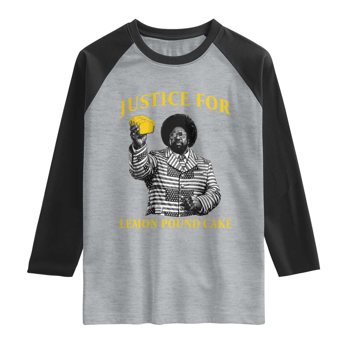 Justice For Lemon Pound Cake Raglan Shirt Vintage Rap Free Speech TS14 Heather Gray Black Print Your Wear