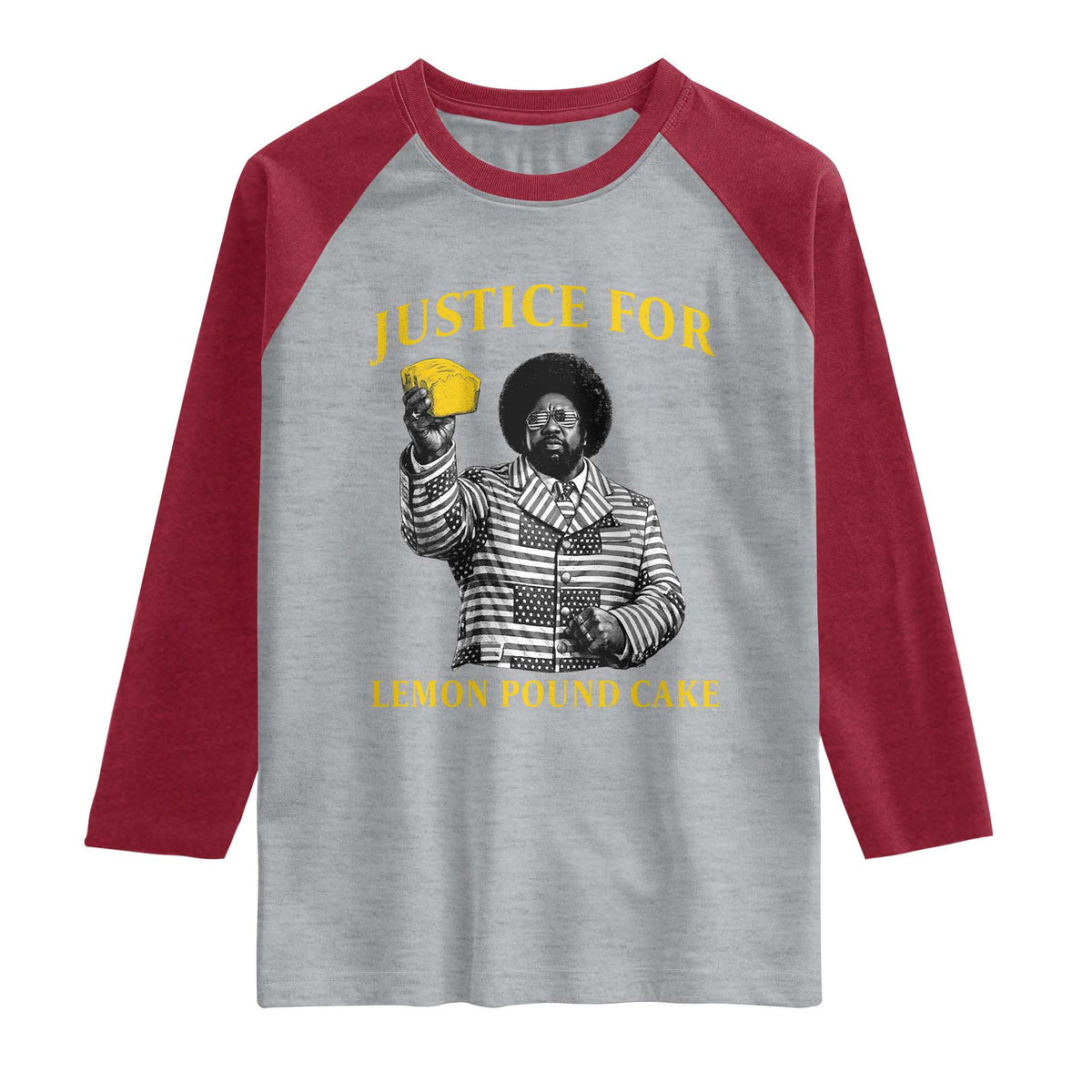 Justice For Lemon Pound Cake Raglan Shirt Vintage Rap Free Speech TS14 Heather Gray Heather Red Print Your Wear