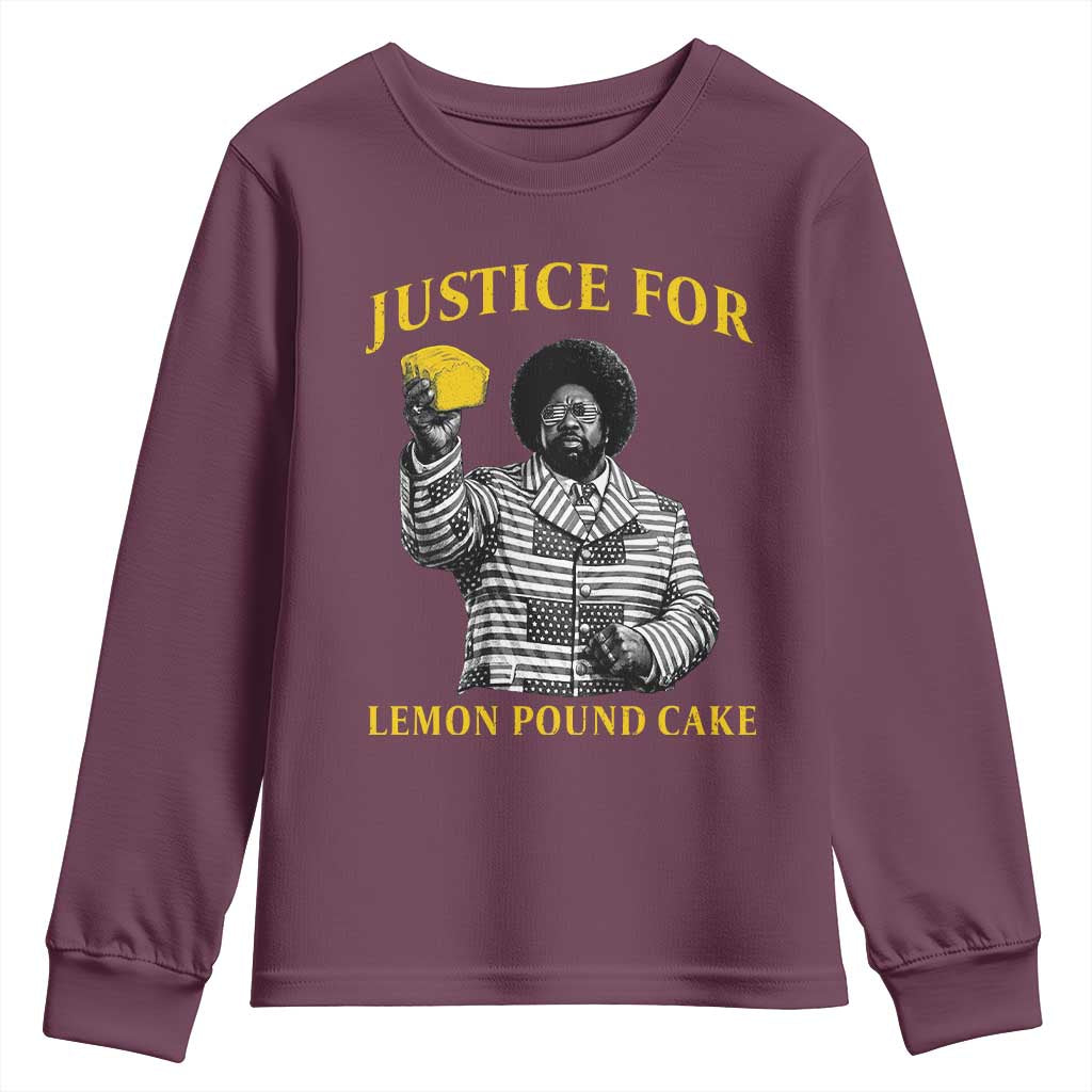Justice For Lemon Pound Cake Youth Sweatshirt Vintage Rap Free Speech TS14 Maroon Print Your Wear