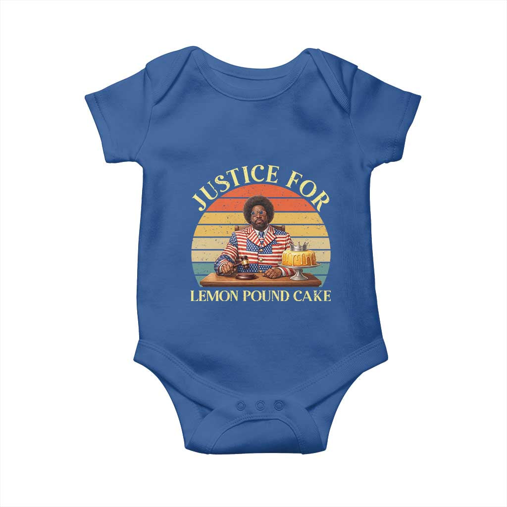 Justice For Lemon Pound Cake Baby Onesie Retro Rap Free Speech TS14 Royal Blue Print Your Wear