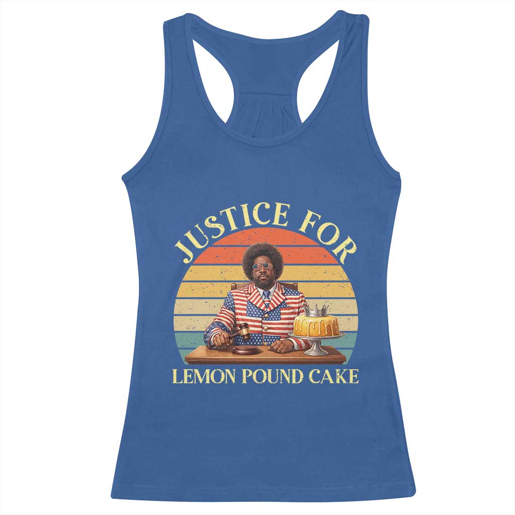Justice For Lemon Pound Cake Racerback Tank Top Retro Rap Free Speech TS14 Royal Blue Print Your Wear
