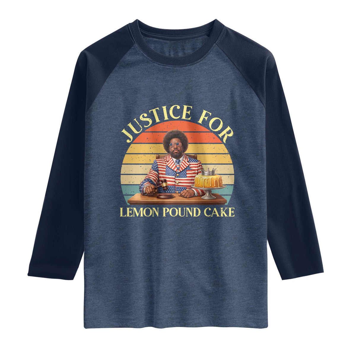 Justice For Lemon Pound Cake Raglan Shirt Retro Rap Free Speech TS14 Heather Denim Navy Print Your Wear