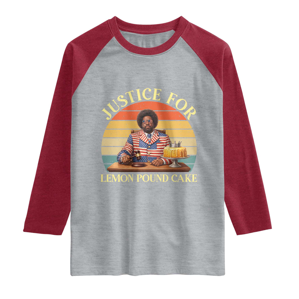 Justice For Lemon Pound Cake Raglan Shirt Retro Rap Free Speech TS14 Heather Gray Heather Red Print Your Wear
