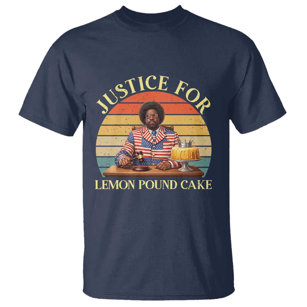 Justice For Lemon Pound Cake T Shirt - Retro Rap Free Speech Viral Meme Tee TS14 Navy Print Your Wear