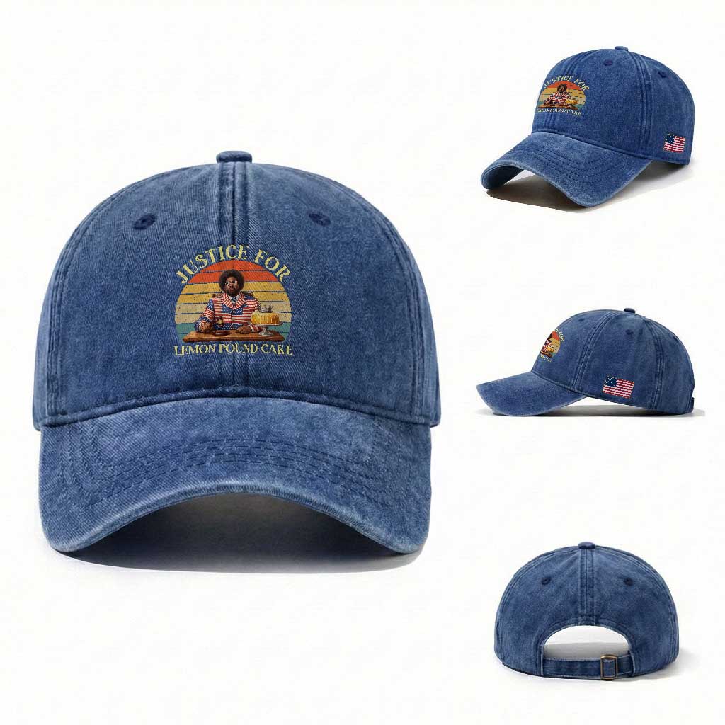 Justice For Lemon Pound Cake Washed Cotton Baseball Cap Retro Rap Free Speech TS14 Washed Cap Universal Fit Royal Blue Print Your Wear