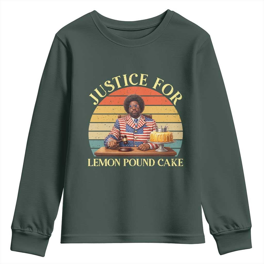 Justice For Lemon Pound Cake Youth Sweatshirt Retro Rap Free Speech TS14 Dark Forest Green Print Your Wear