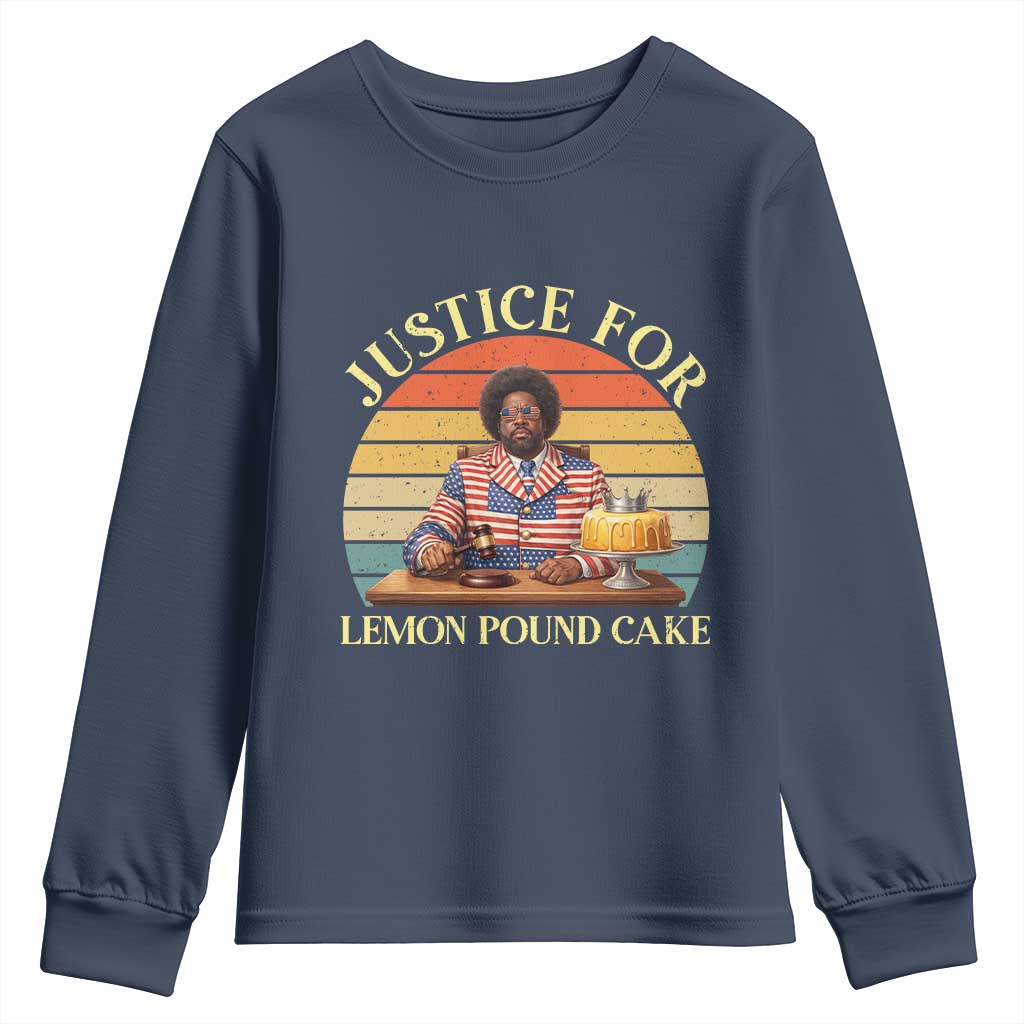Justice For Lemon Pound Cake Youth Sweatshirt Retro Rap Free Speech TS14 Navy Print Your Wear