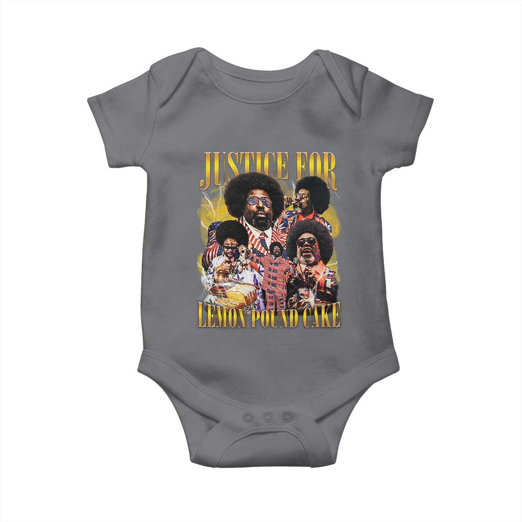 Justice For Lemon Pound Cake Bootleg Graphic Baby Onesie Retro Rap Free Speech TS14 Charcoal Print Your Wear