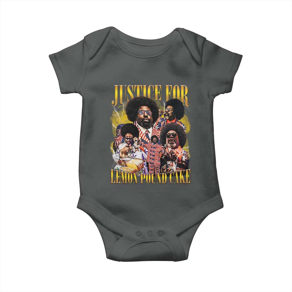 Justice For Lemon Pound Cake Bootleg Graphic Baby Onesie Retro Rap Free Speech TS14 Dark Heather Print Your Wear