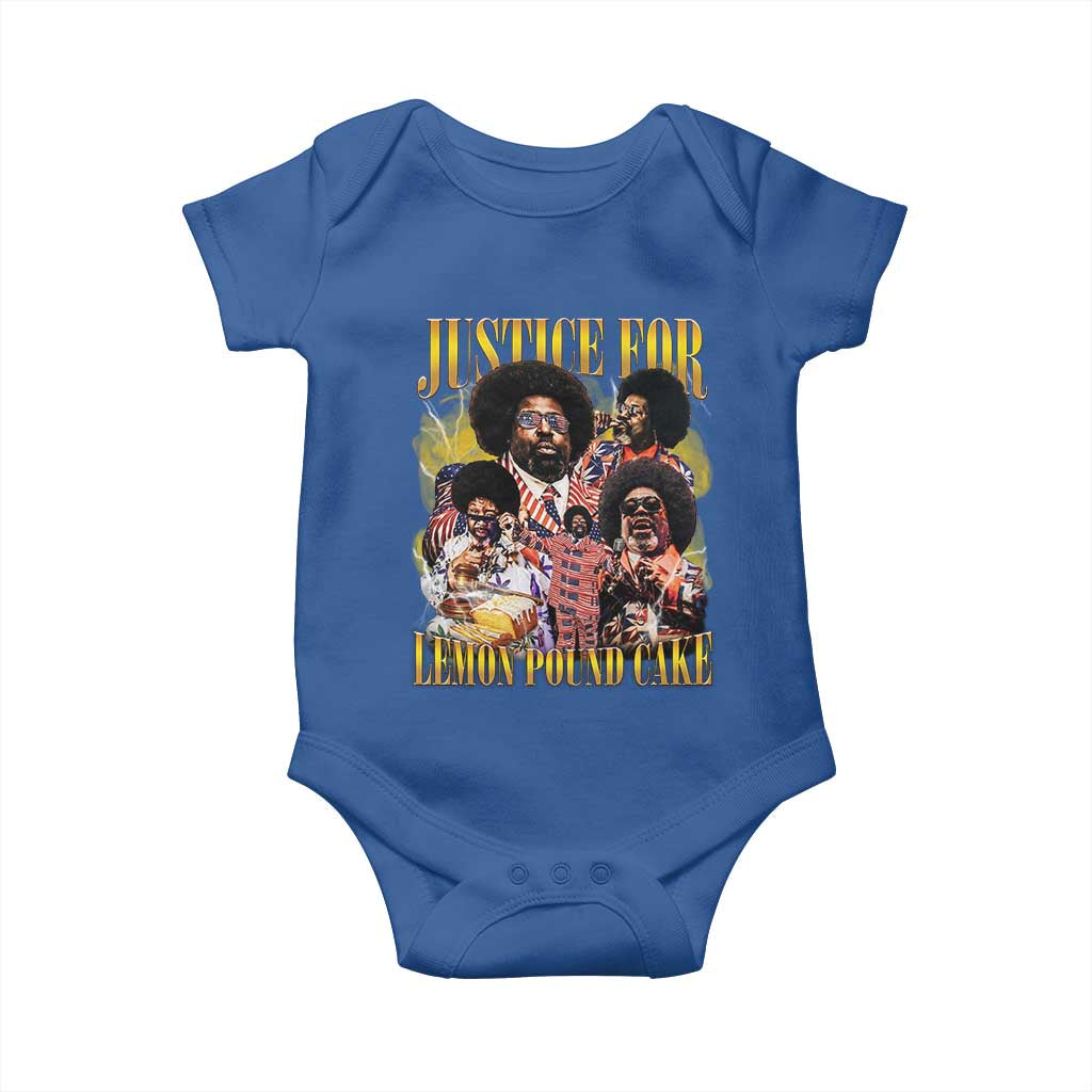 Justice For Lemon Pound Cake Bootleg Graphic Baby Onesie Retro Rap Free Speech TS14 Royal Blue Print Your Wear