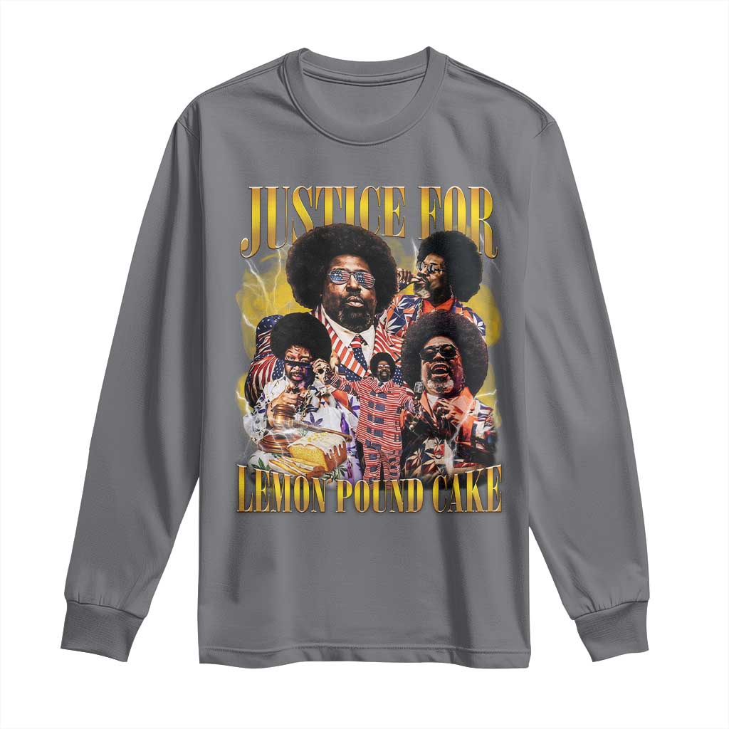 Justice For Lemon Pound Cake Bootleg Graphic Long Sleeve Shirt Retro Rap Free Speech TS14 Charcoal Print Your Wear