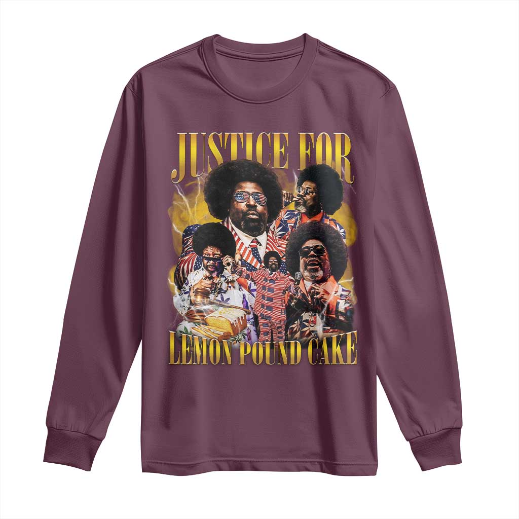 Justice For Lemon Pound Cake Bootleg Graphic Long Sleeve Shirt Retro Rap Free Speech TS14 Maroon Print Your Wear