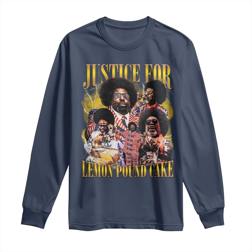 Justice For Lemon Pound Cake Bootleg Graphic Long Sleeve Shirt Retro Rap Free Speech TS14 Navy Print Your Wear