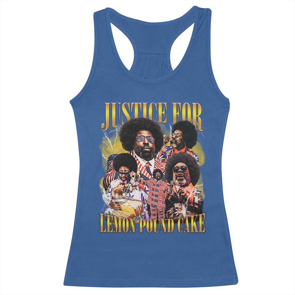 Justice For Lemon Pound Cake Bootleg Graphic Racerback Tank Top Retro Rap Free Speech TS14 Royal Blue Print Your Wear