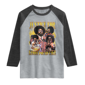 Justice For Lemon Pound Cake Bootleg Graphic Raglan Shirt Retro Rap Free Speech TS14 Heather Gray Heather Charcoal Print Your Wear